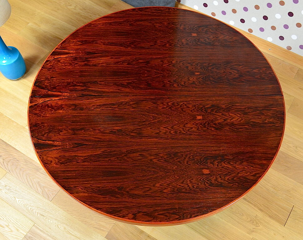 Scandinavian round table by John Mortensen vintage 1960 rio rosewood