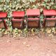 Series of 4 red chairs in skai