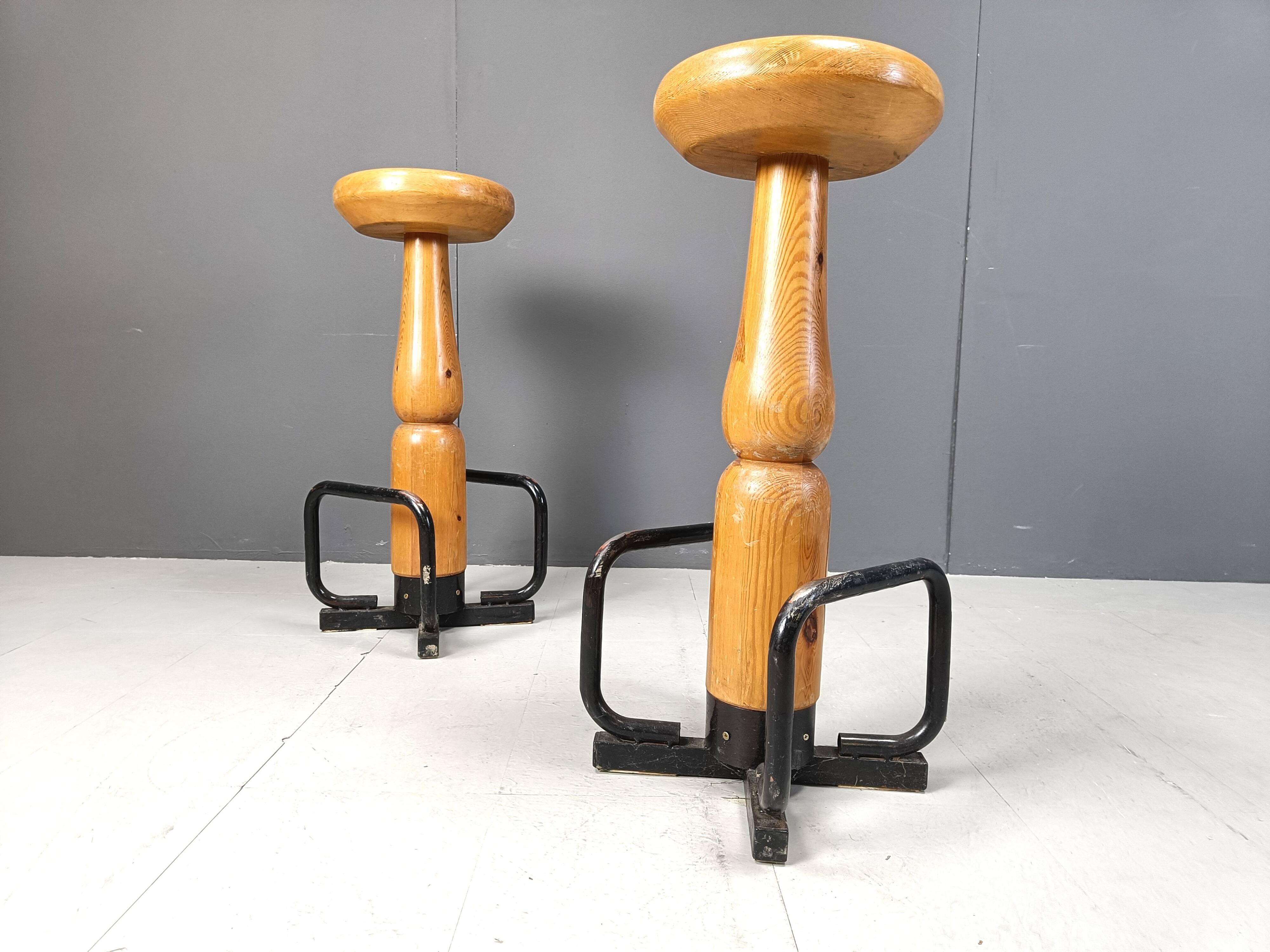 Mid century brutalist bar stools, 1960s - set of 7