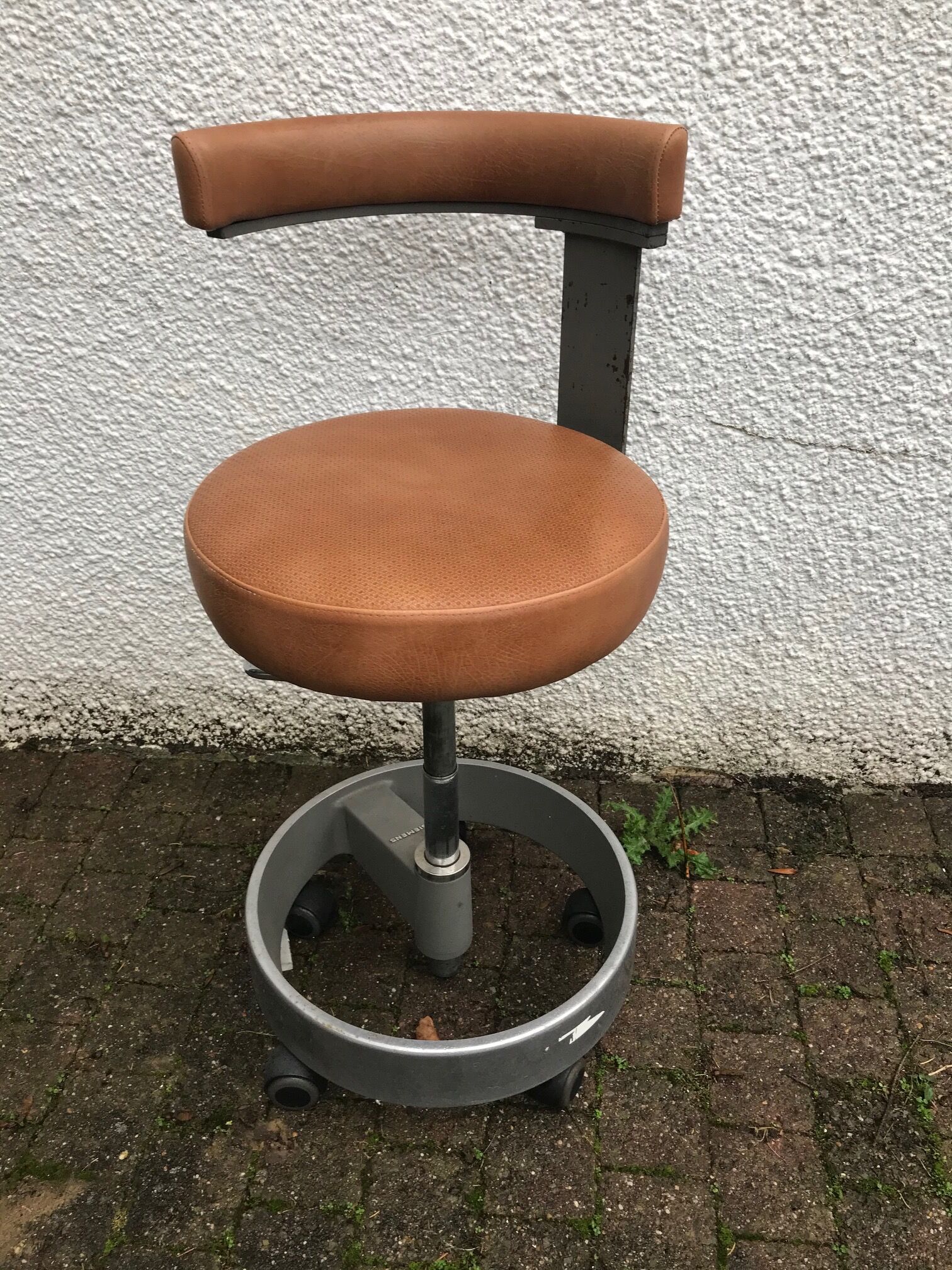 Siemens revolving and height adjustable brown industrial chair 1970