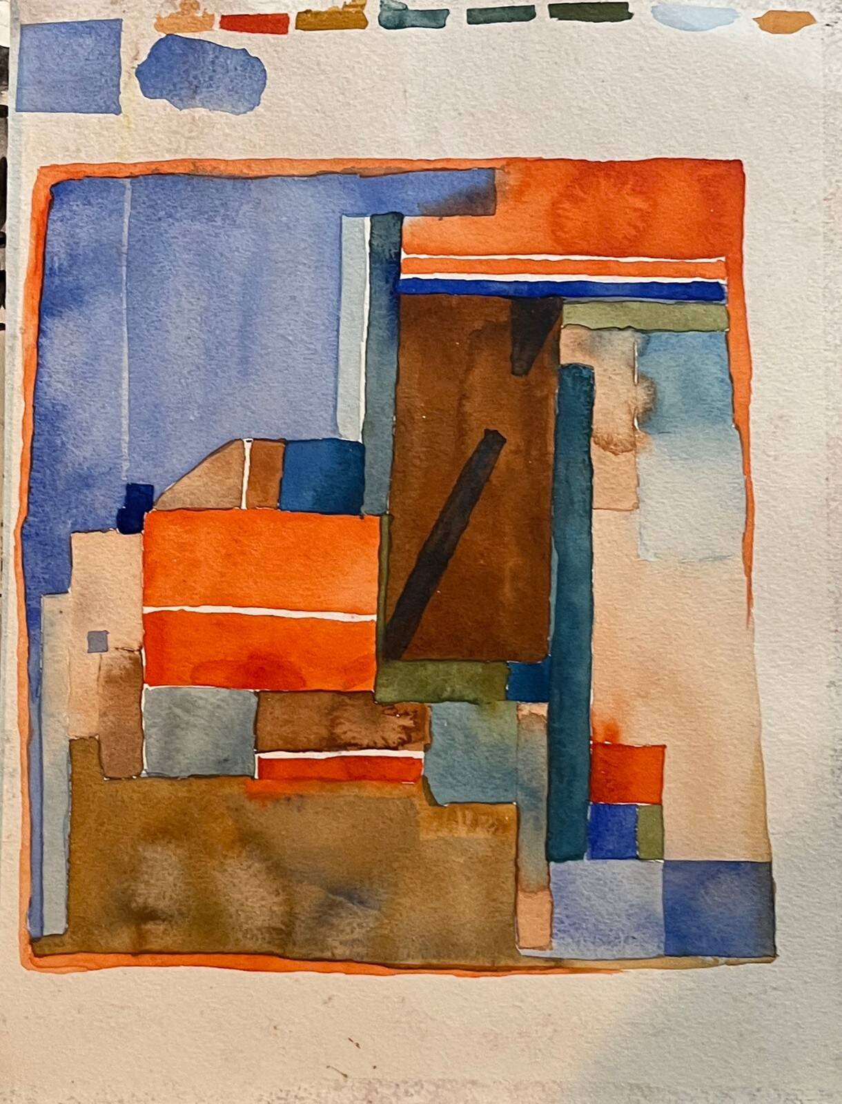 Set of 7 watercolour paintings signed B. Lévêque "Travel Notebook"
