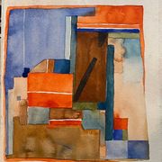 Set of 7 watercolour paintings signed B. Lévêque "Travel Notebook"