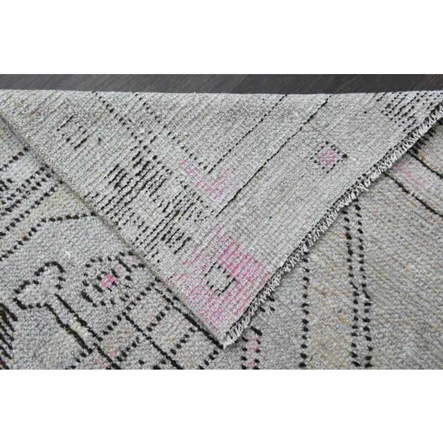 1970s Turkish Oushak Handmade Wool Cotton Beige Runner 77x245