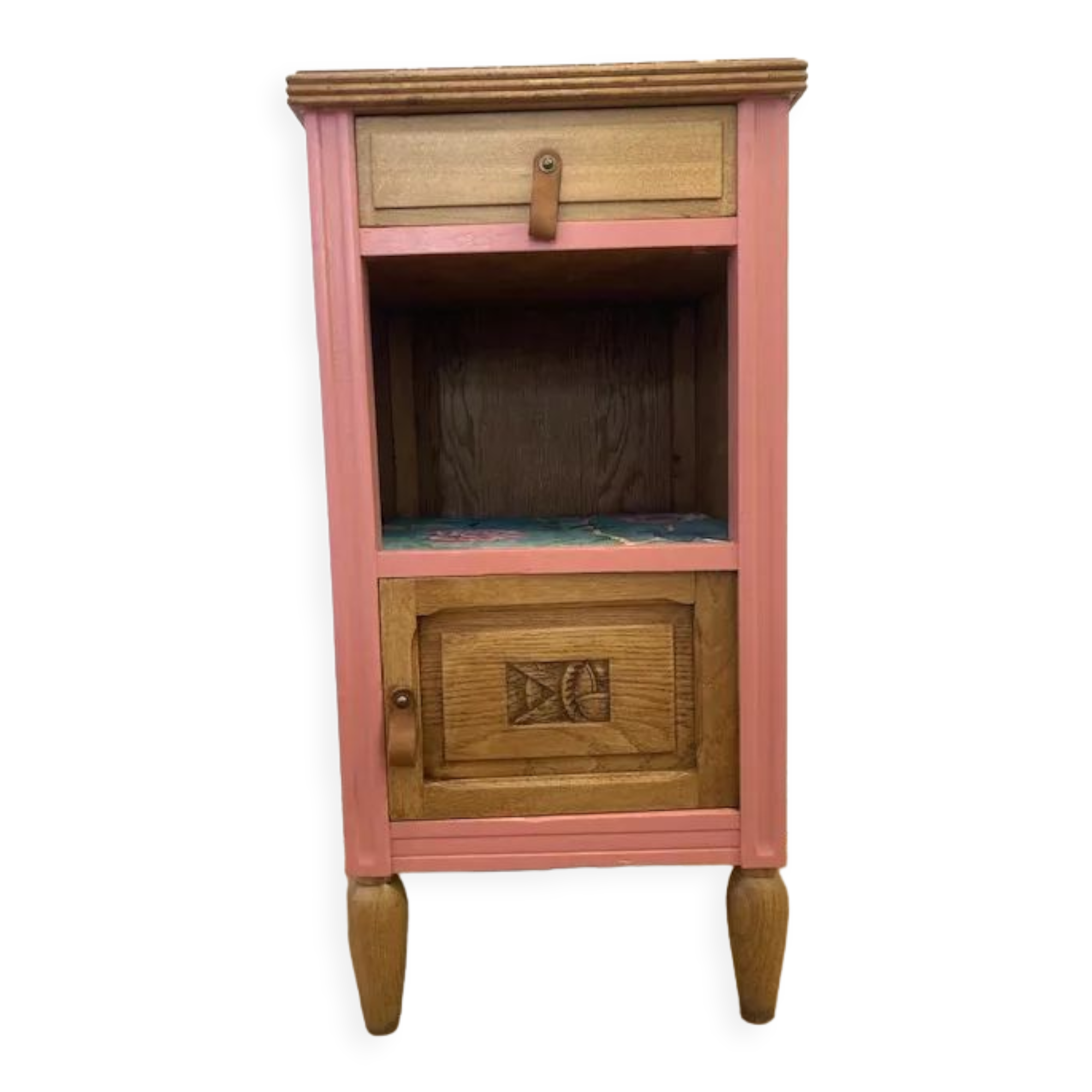 Bedside table in wood and marble