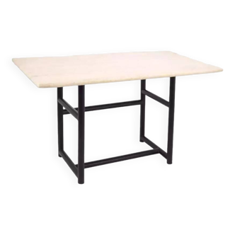 Metal desk and 80s design travertine top