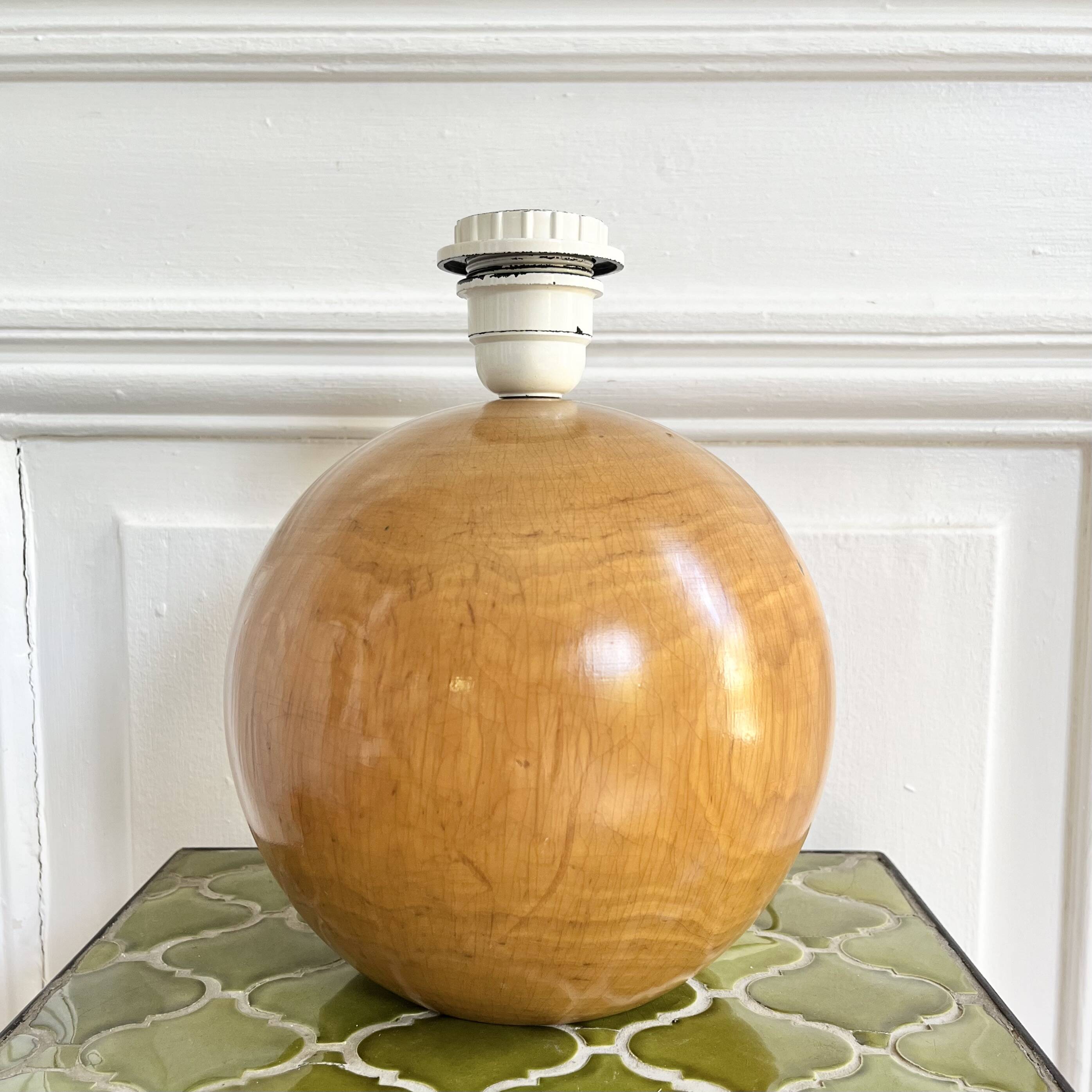 Large solid wood ball lamp