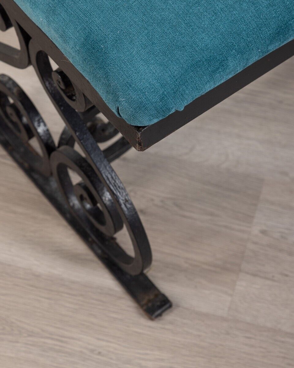 Banc vintage des années 1950 en fer et tissu design italien