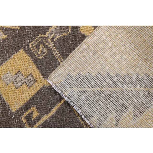 Vintage Turkish Hand-Knotted Wool Cotton Yellow Runner Rug 81x204