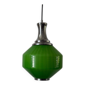 Suspension en verre vert et cadre chromé, années 1960, Allemagne