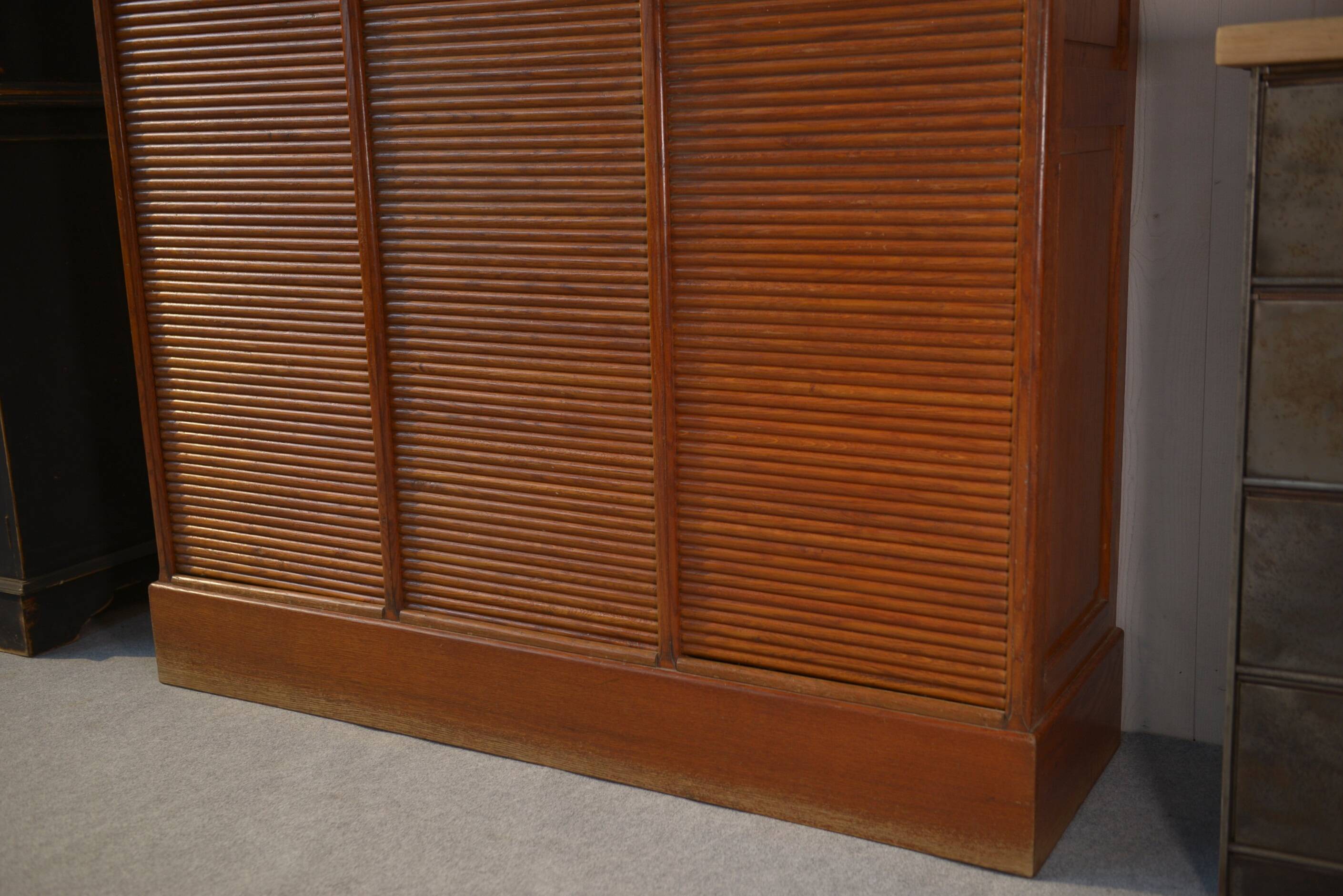 Wooden notary cabinet with shutter from the brand "Au vieux chêne" 1950's