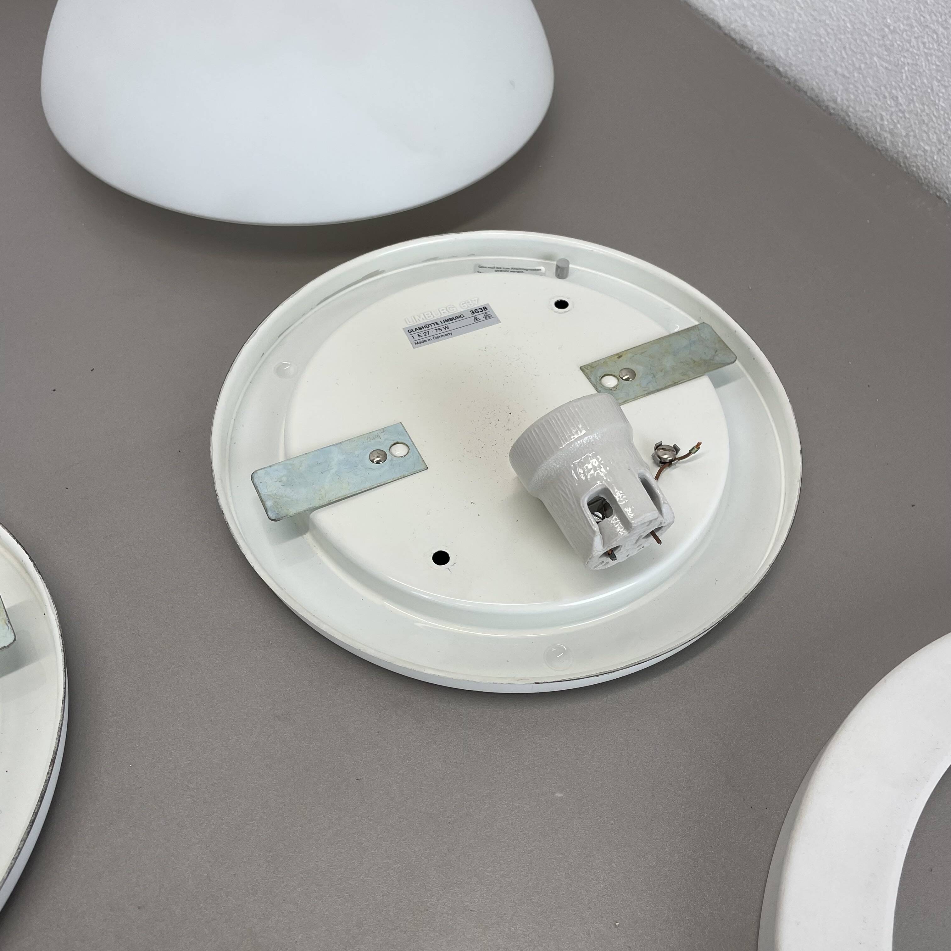 Set of 2 metal and glass Wall ceiling Lights by Glashütte Limburg, Germany,