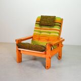 Multicolored Yngve Ekstrom Pinewood Lounge Chair Dymling for Swedese 1970s