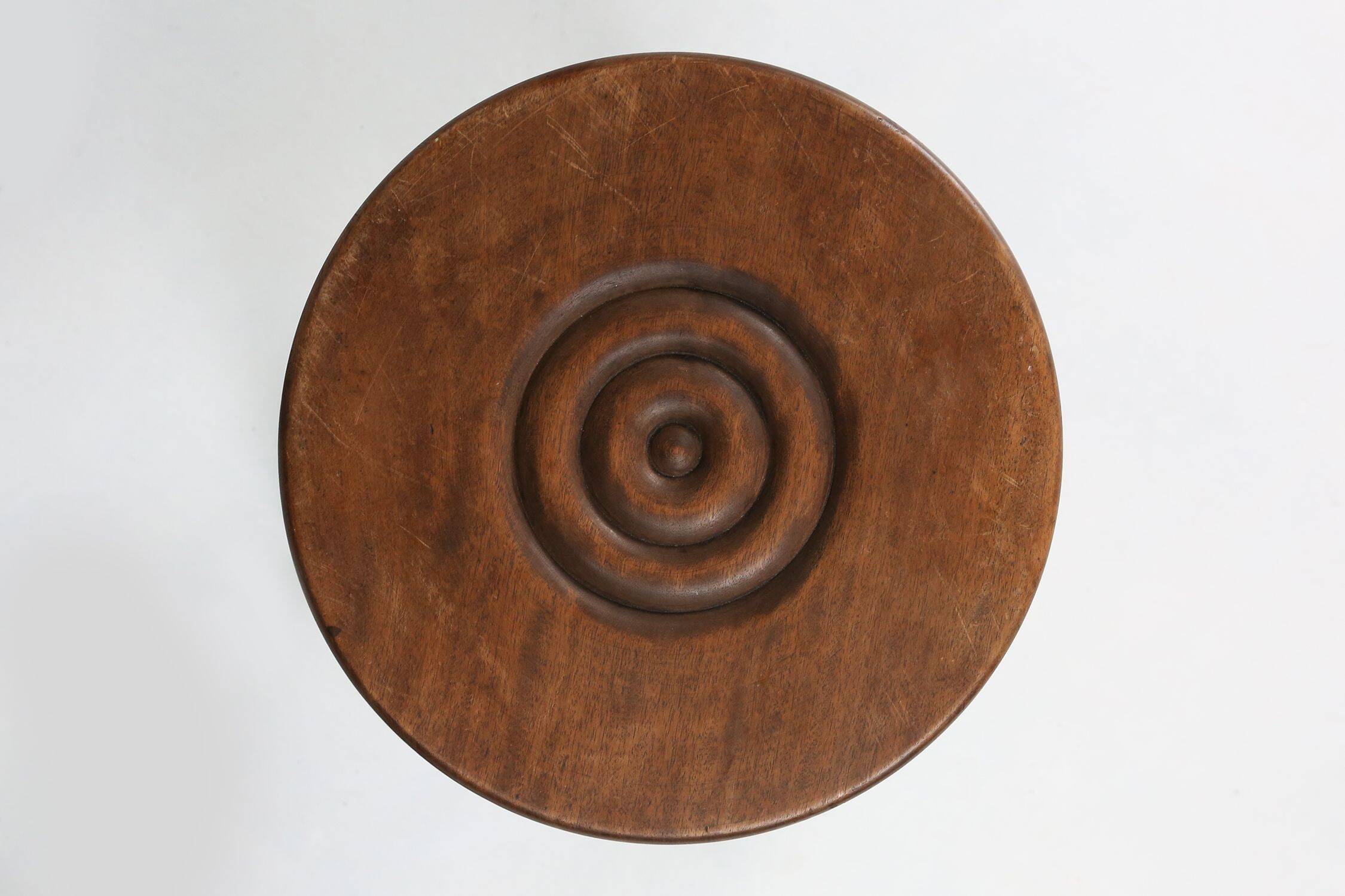 Vintage Brutalist low oak Stool, Belgium 1960s