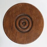 Vintage Brutalist low oak Stool, Belgium 1960s