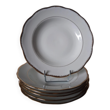 6 deep plates in porcelain from France SEr in very good condition.