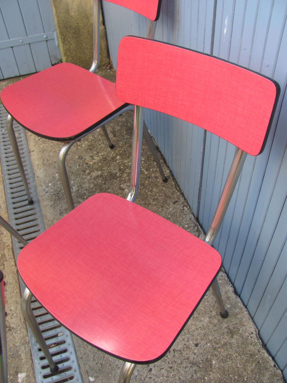 Set 4 chairs red formica