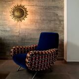 Golden Sunburst Ceiling or Wall Lamp with Leaf Rays, 1950s