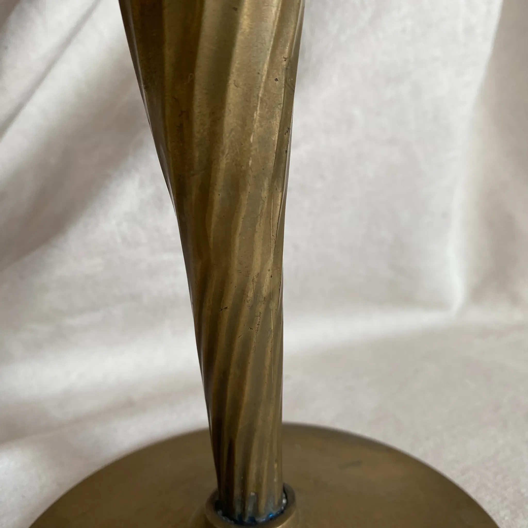 30 cm cornette vase in glass and brass from the 1950s