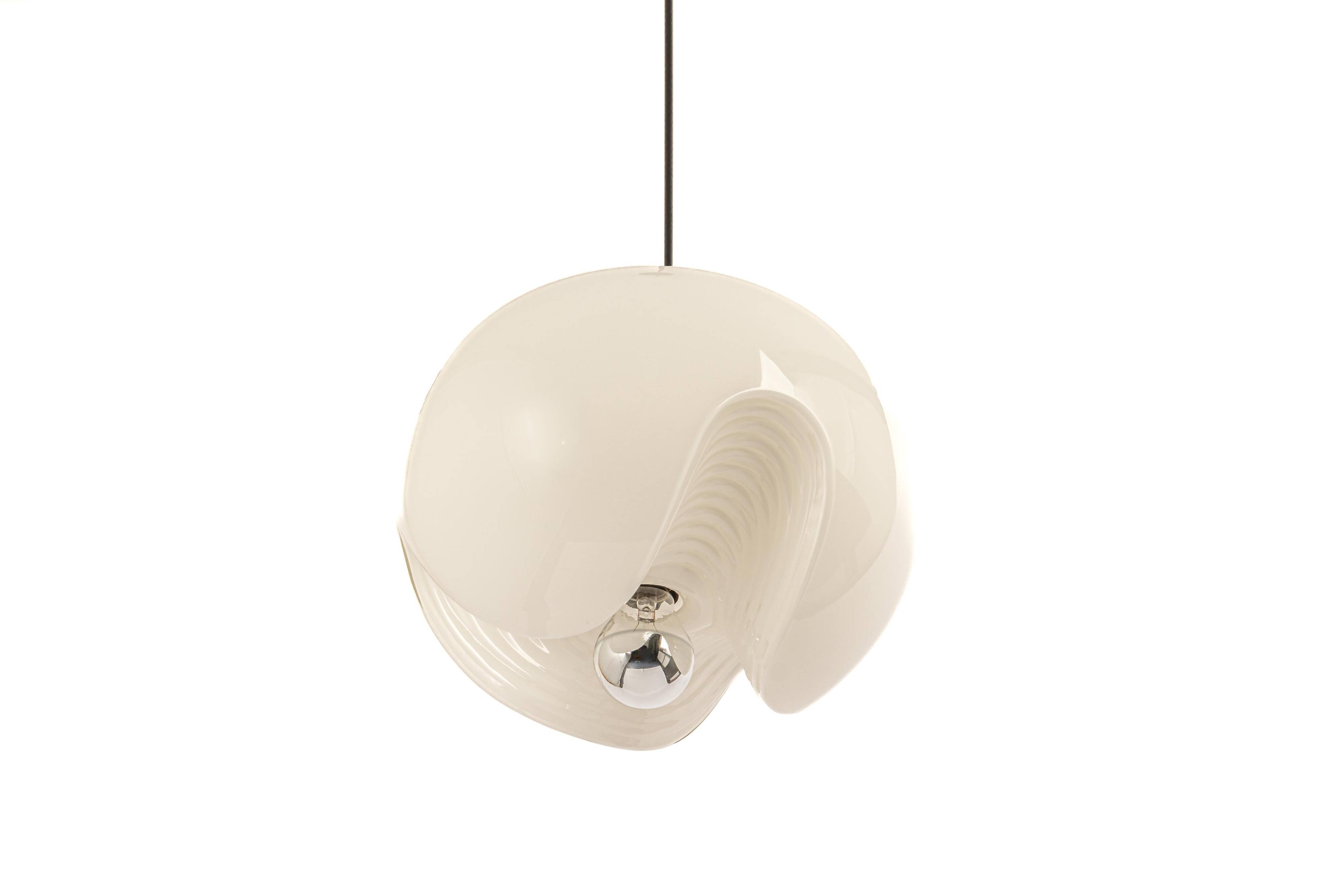 Opaline glass pendant lamps by Peill & Putzler, Germany, 1970s