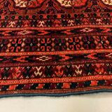 Antique Turkmen Tekke Rug, 190x113 cm Turkoman Bokhara Red Black Beige