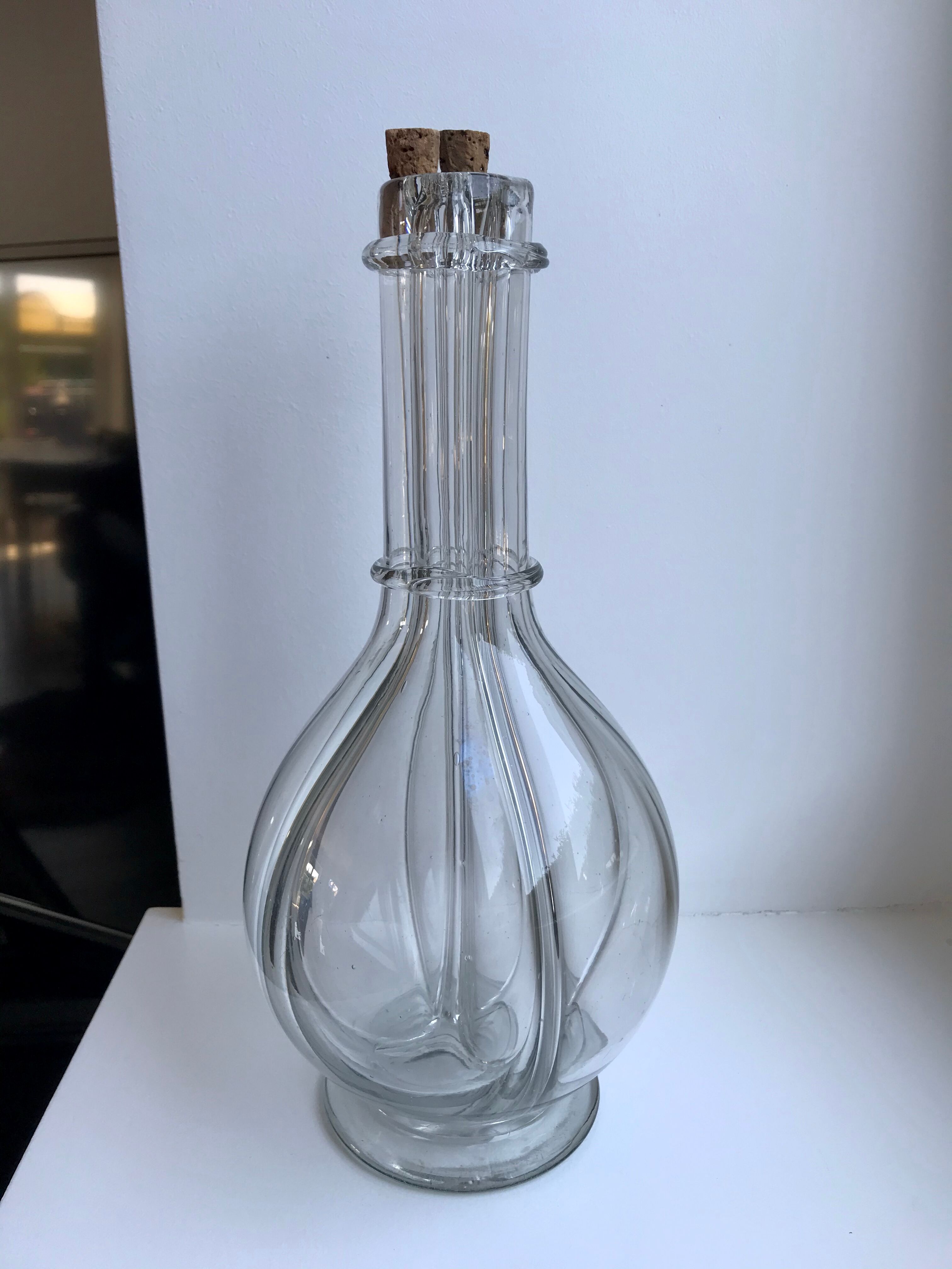 Liquor decanter with molded glass compartments early XXth