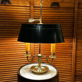 Empire style bouillotte lamp in brass and green sheet metal - Electricity