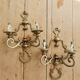 Pair of vintage brass wall sconces - 2 arms - Classic style