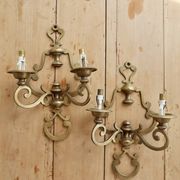 Paire d’appliques murales vintage laiton - 2 bras - Style classique