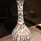 Vase à long col des années 20-40 grès émaillé signature d'artiste Tf