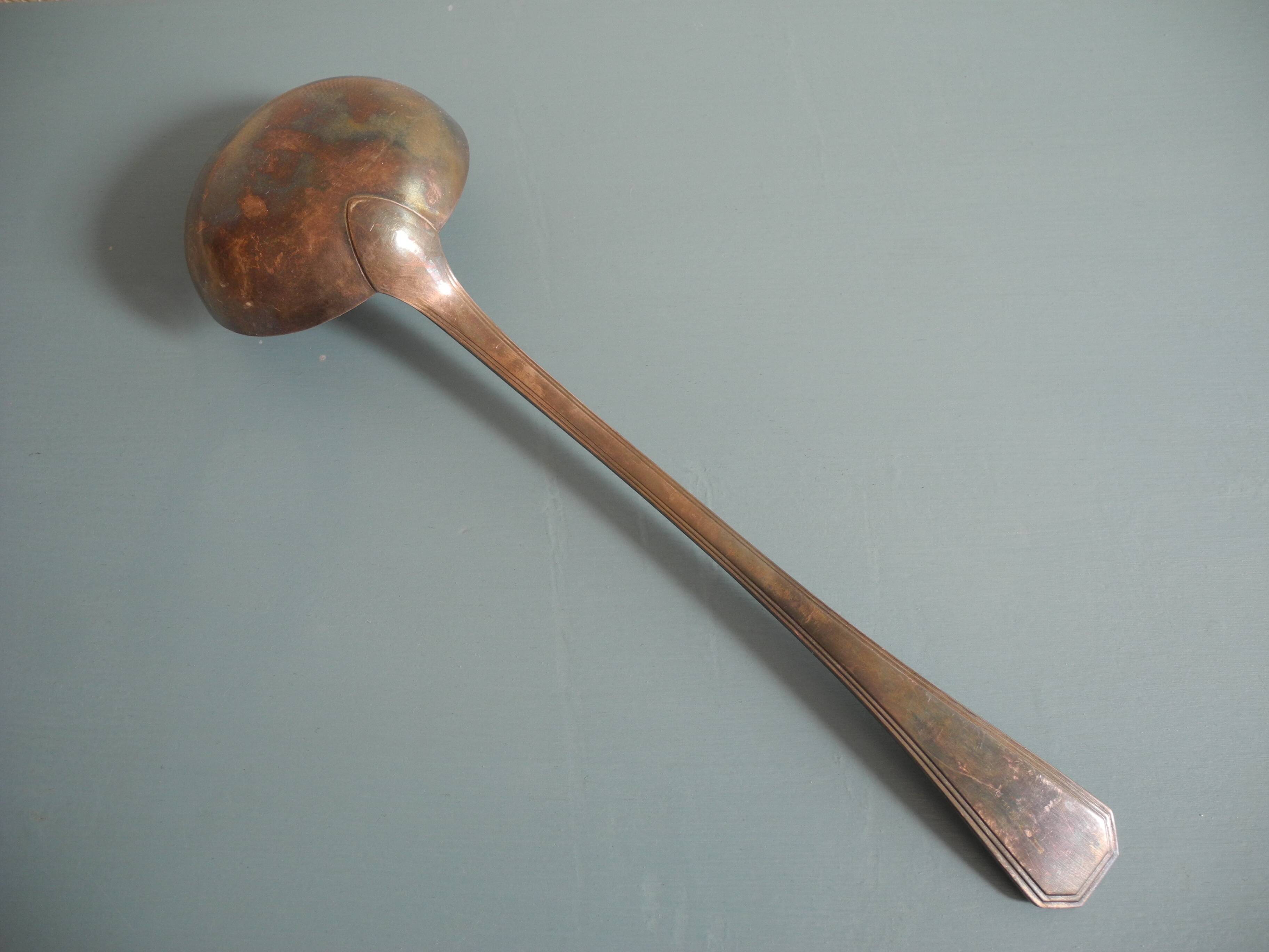 Old silver metal ladle Christofle art table vintage silver metal lad