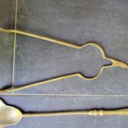 Fireplace tool set in gilded bronze