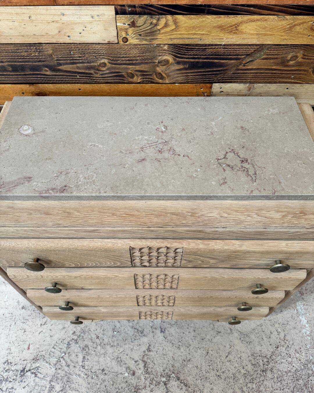 Art Deco commode in sandblasted oak