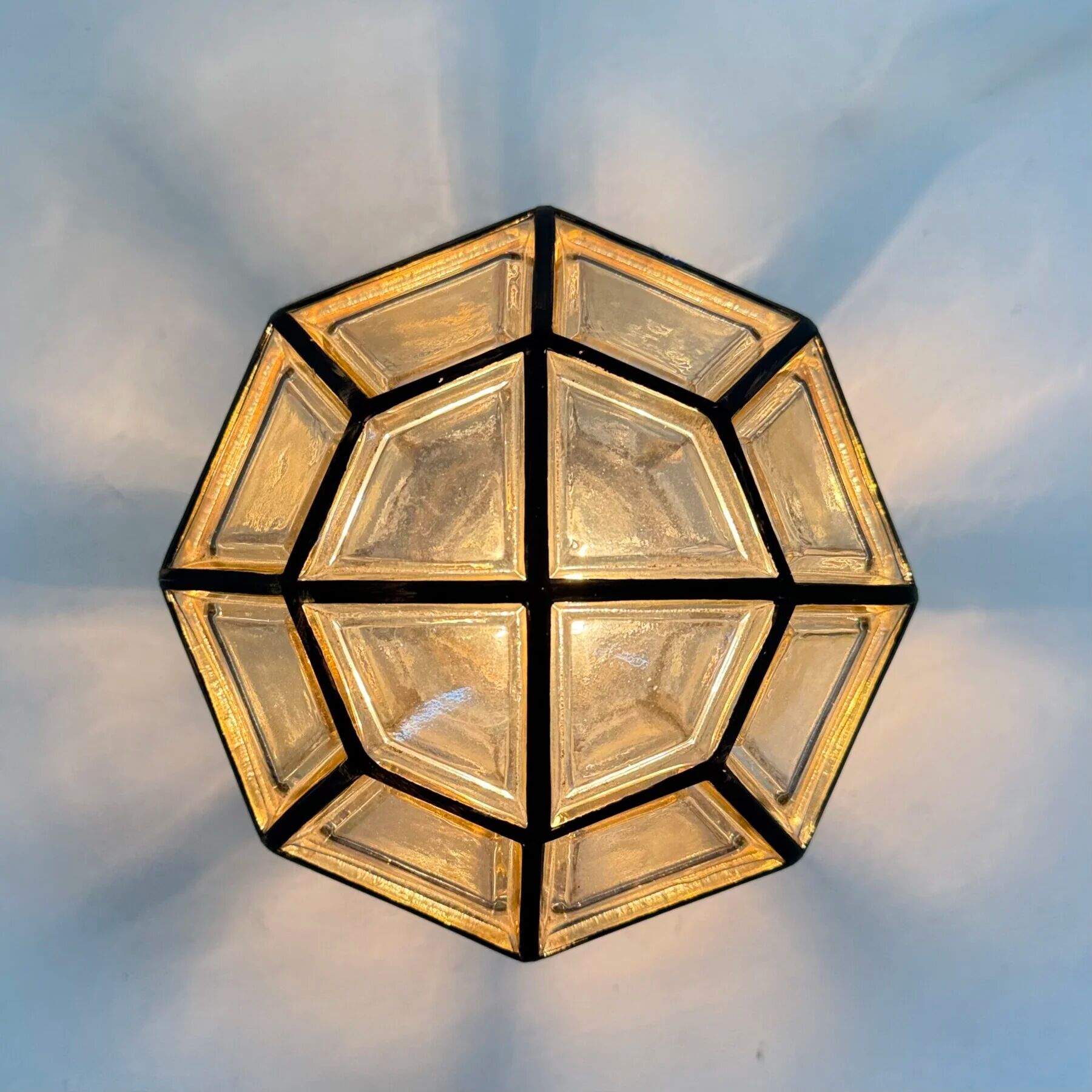 1 of 2 Limburg Glashütte glass ceiling lamp flush mount, 1970s