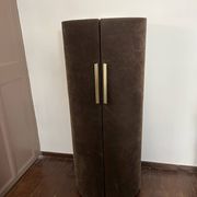 Vintage hairdresser in brown and gold velvet