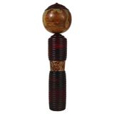 Decorative Kokeshi doll sculpture from northern Japan, hand-painted, signed.