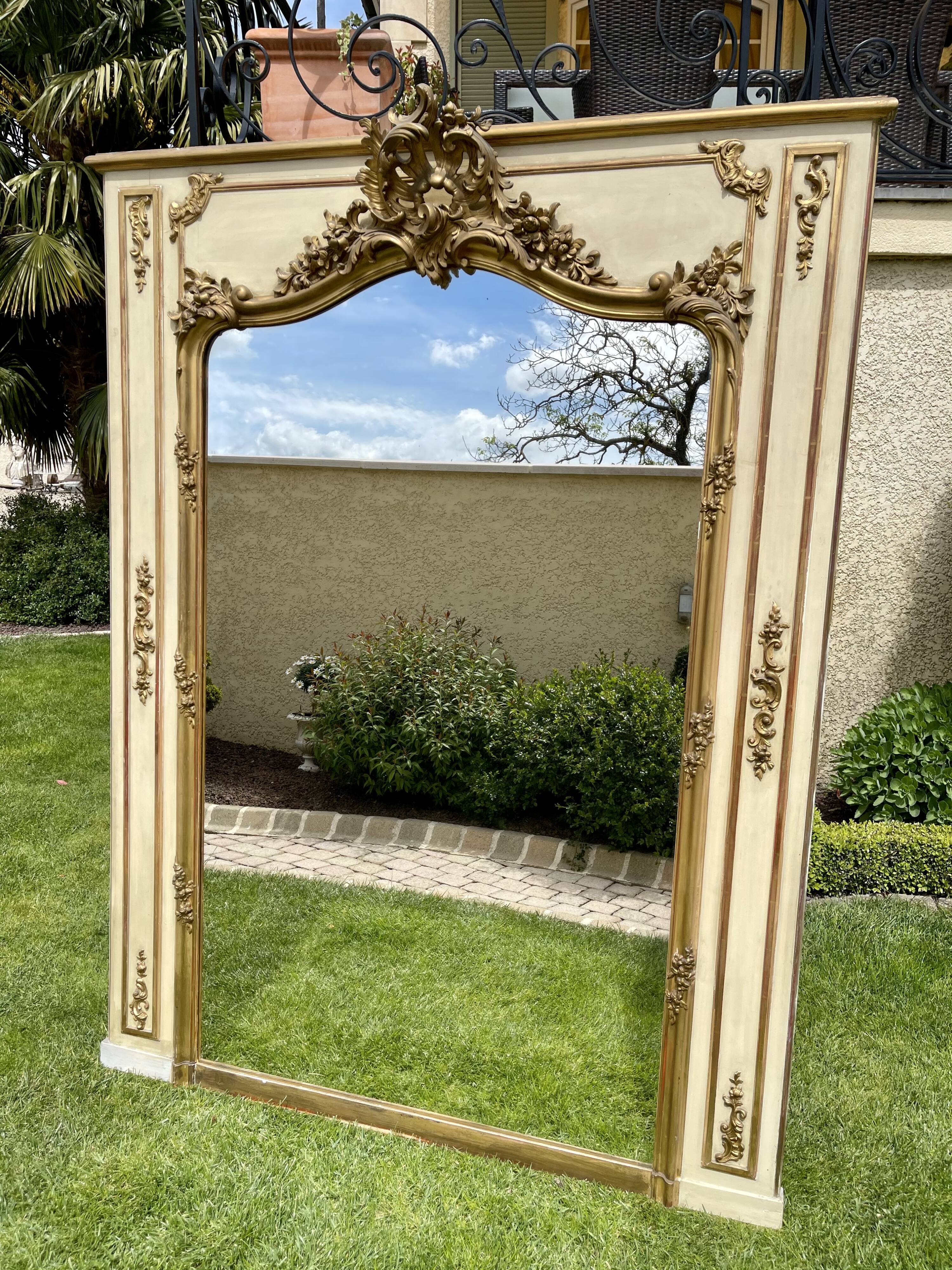 Trumeau lacquered and gilded Louis XVl style