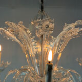 Venetian chandelier in colorless Murano glass with 6 light arms, circa 1930