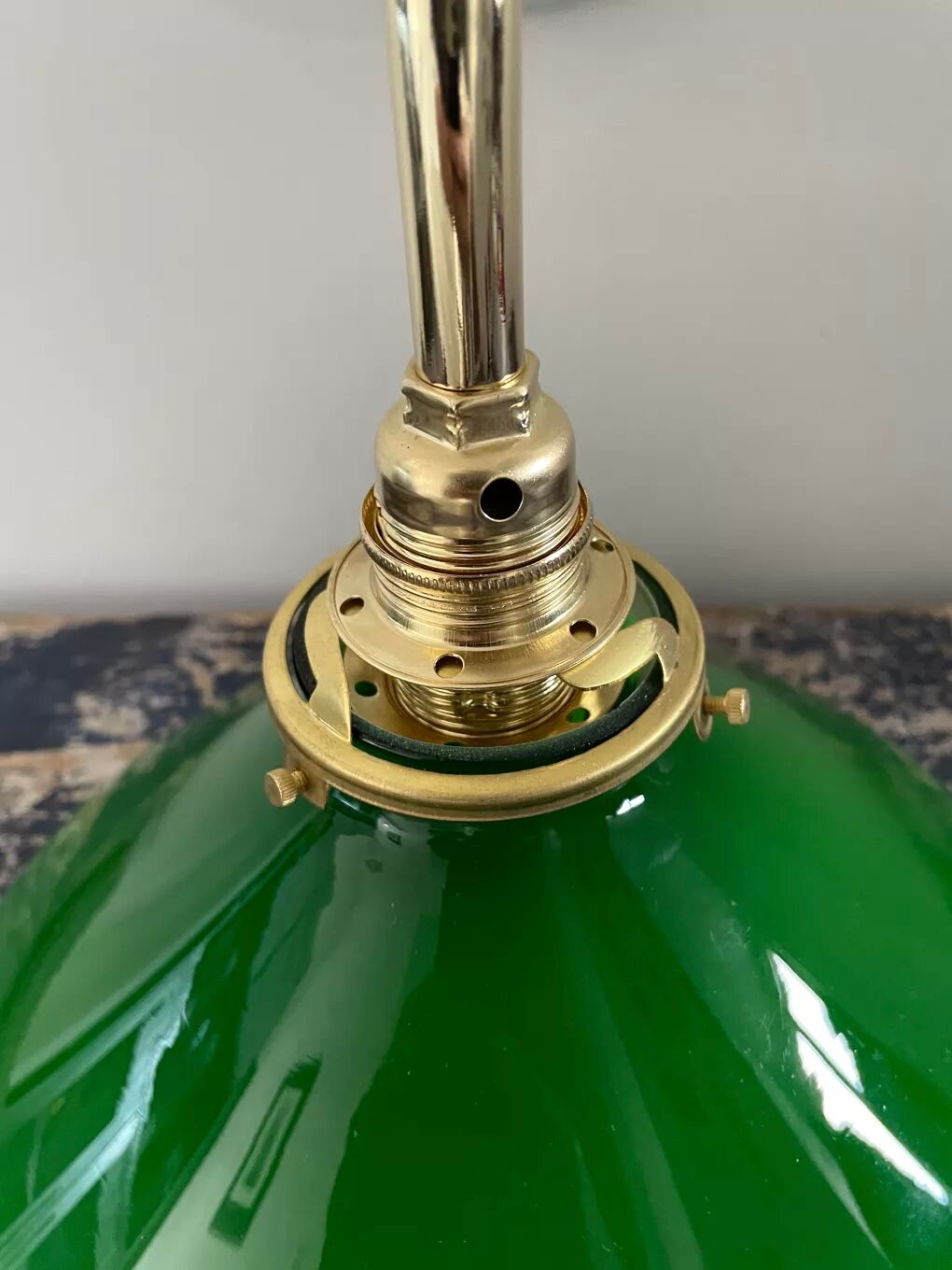 Vintage wall lamp in green opaline