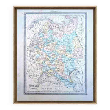 Russia, old map, printed in 1852.