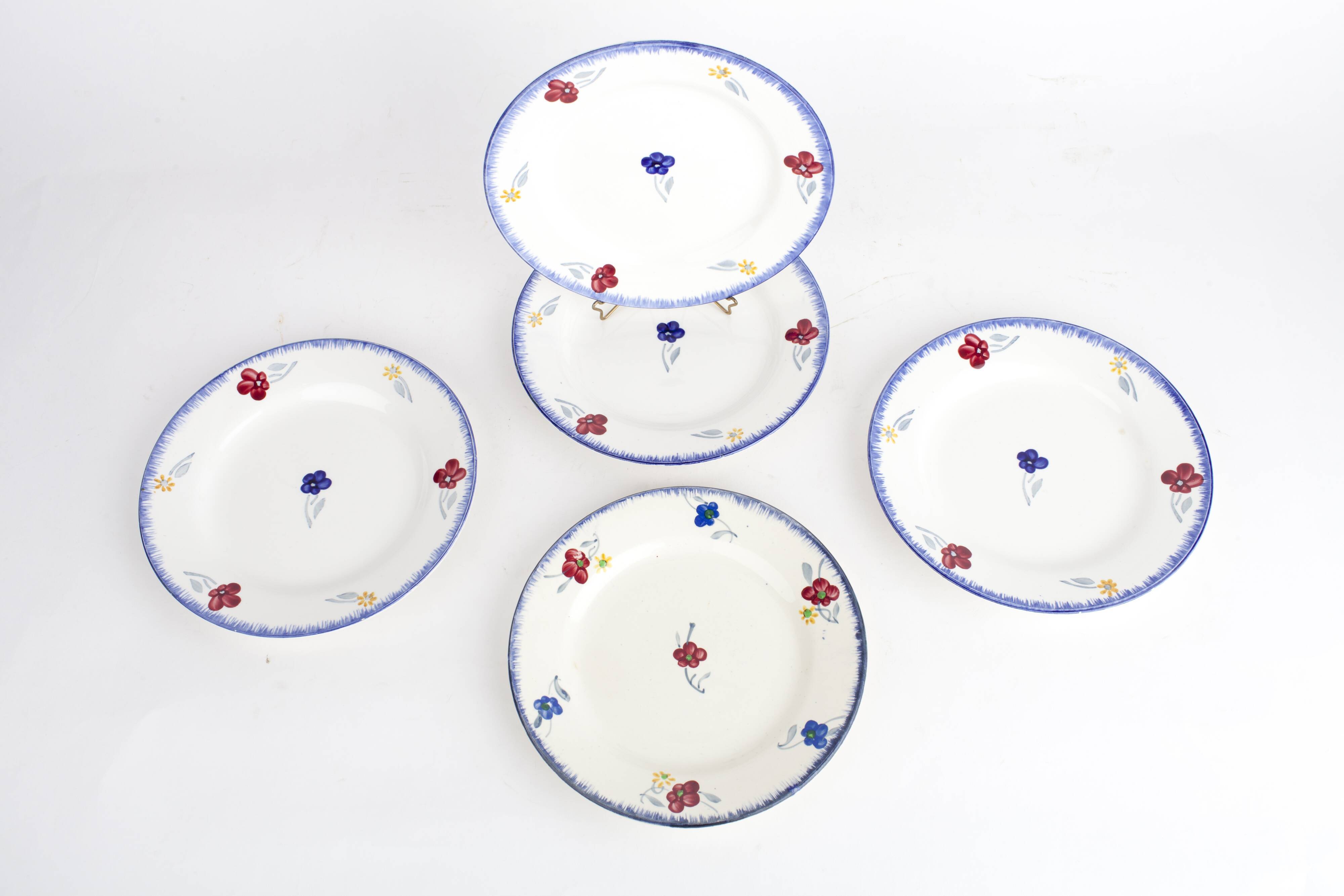 Lot of 5 dessert plates Mary - Lou Digoin Sarreguemines 1922-1965