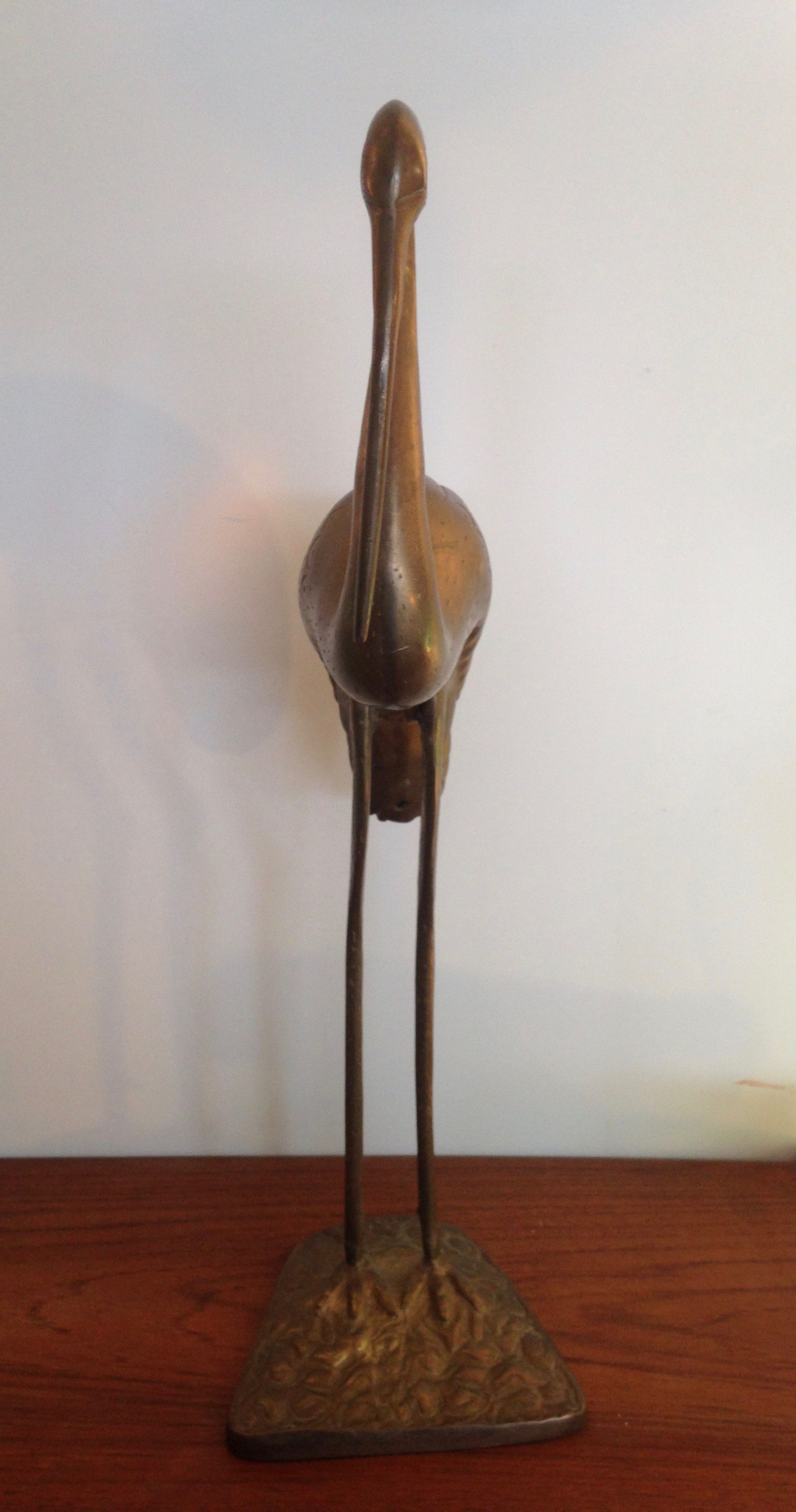 Flamingo or golden brass crane from the vintage 70's