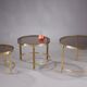 Set de trois tables basses gigognes en bronze et verre fumé, années 70