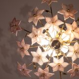 Murano vintage ceiling light pink flowers, 1970s