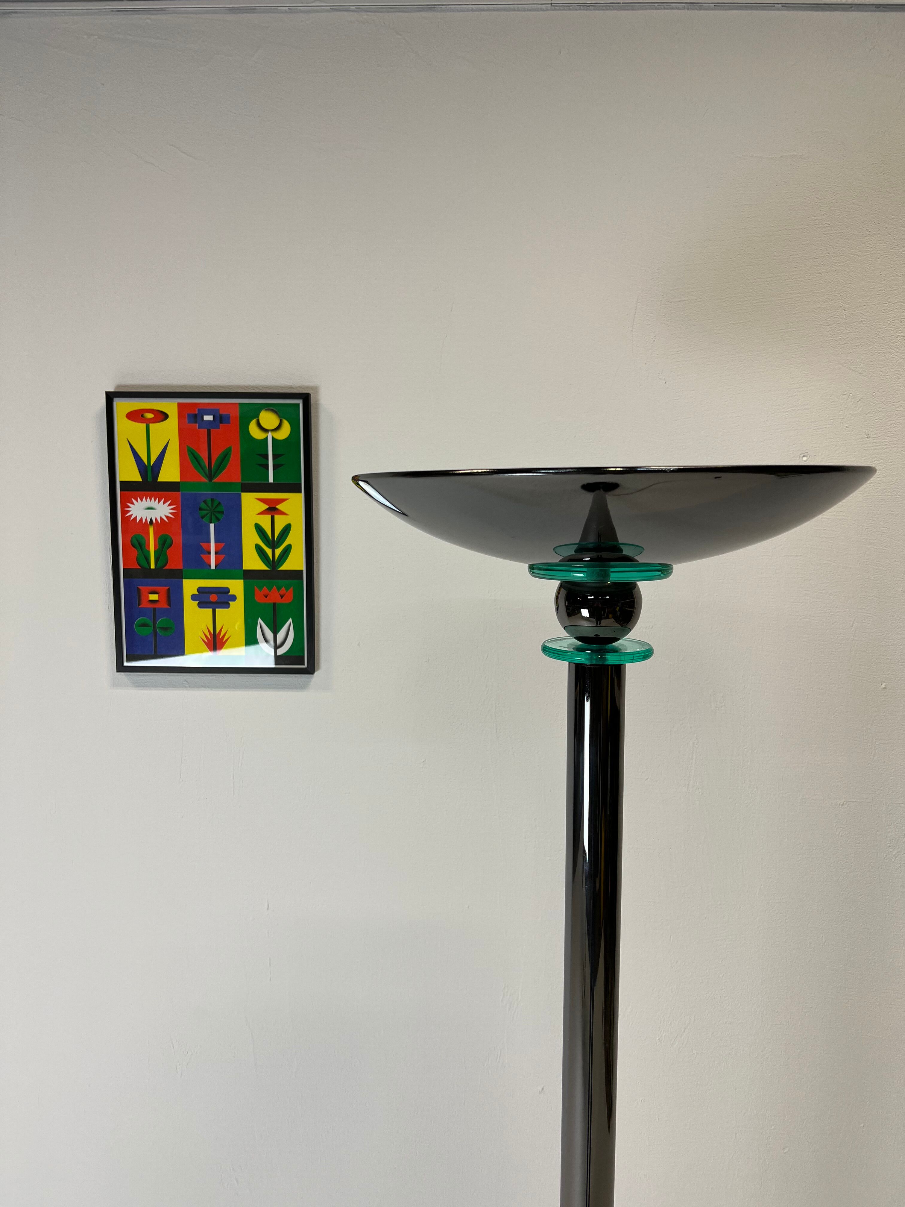 Floor lamp, 80s silver metal