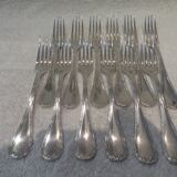 12 silver-plated table forks by Christofle Rubans