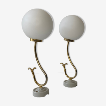 LOT 2 OLD OPALINEVINTAGE WALL LAMPS