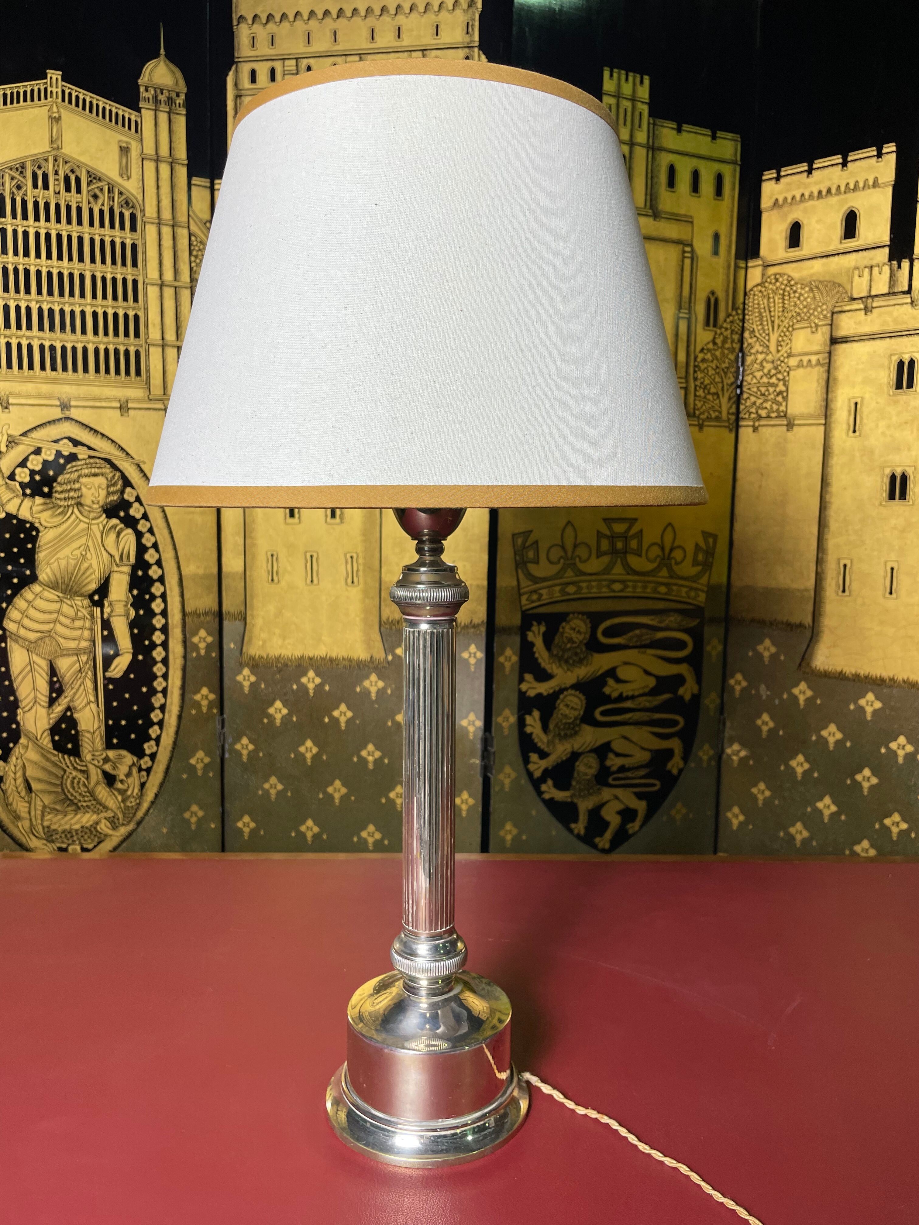 Table lamp Empire style chrome metal 1970