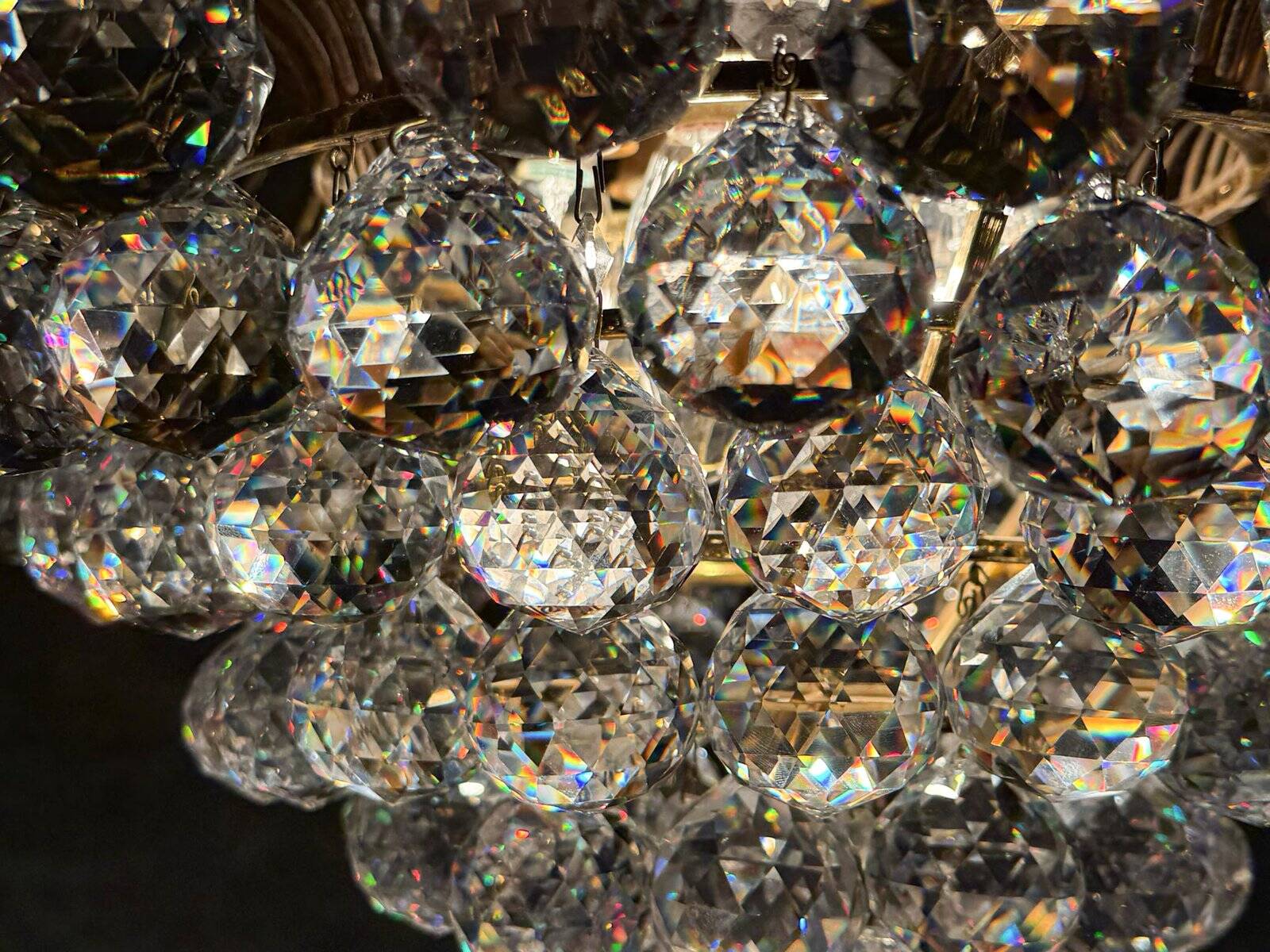 Hollywood Regency chandelier with crystal glass shades by Ernst Palme, Germany, 1960s