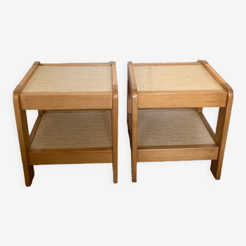 Pair of elm bedside tables