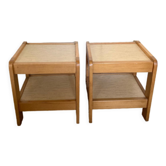 Pair of elm bedside tables